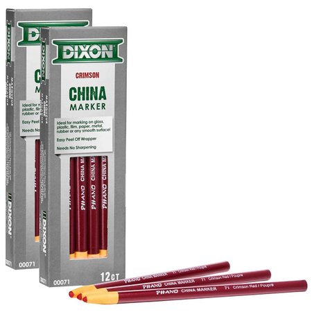 DIXON TICONDEROGA Phano China Markers, Crimson Red, PK24, 24PK 00071